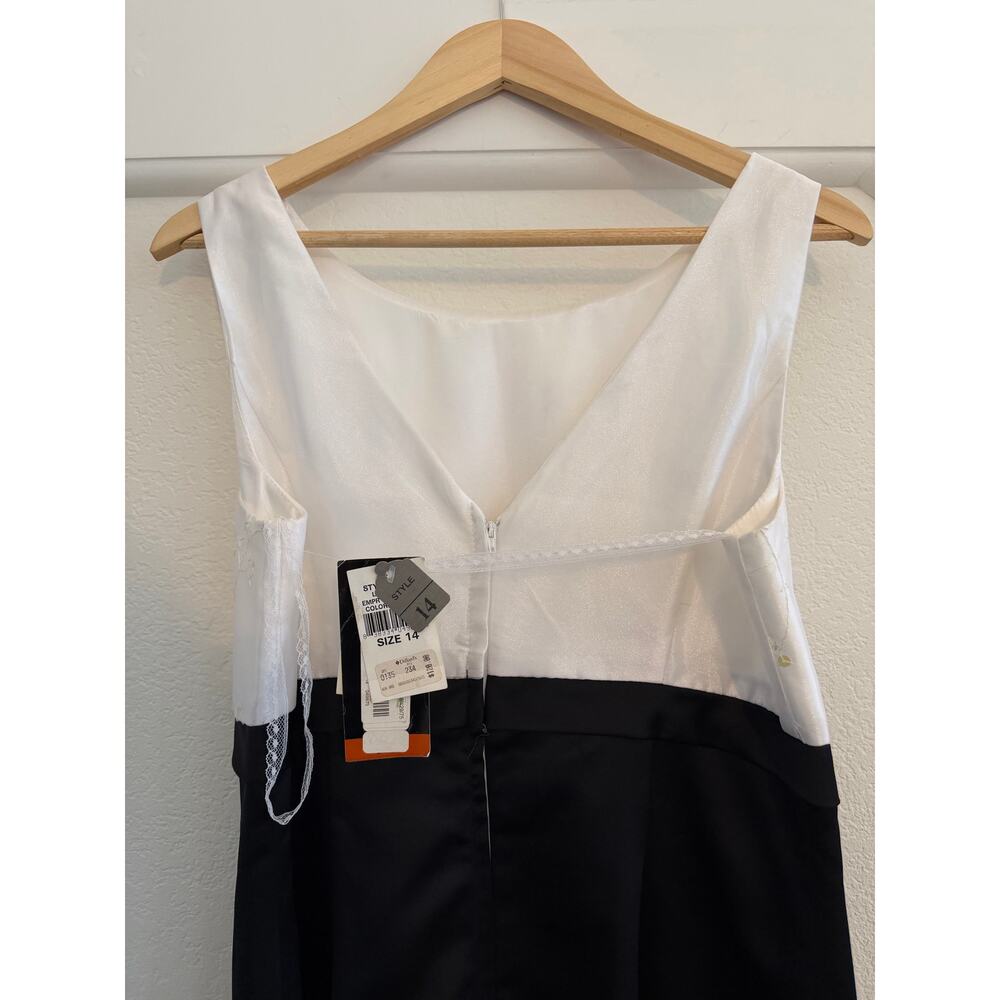 NWT JR Nites by Caliendo Midi Dress Womens Sz 14 White Black Formal Event Gala - Picture 10 of 13